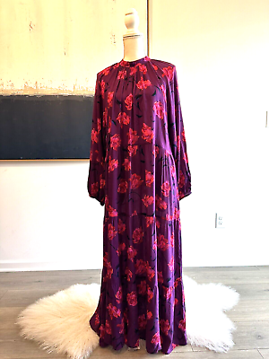 #ad #ad Women#x27;s Floral Print Long Sleeve Tiered Prairie Boho Flowy Maxi Dress L $24.99