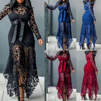 #ad Dress Womens Size Plus Evening Prom Bodycon Ladies Lace Party Dresses Maxi $31.03
