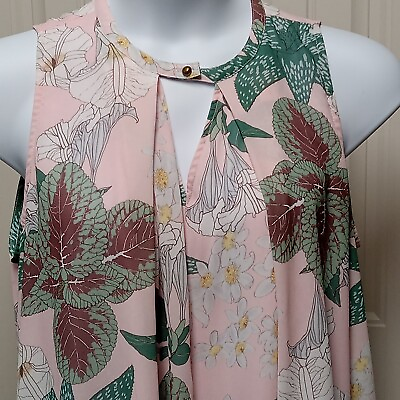 #ad Umgee USA Sleeveless Dress Fairy Pink Floral Flowy Lined Easter Sundress Medium $21.94