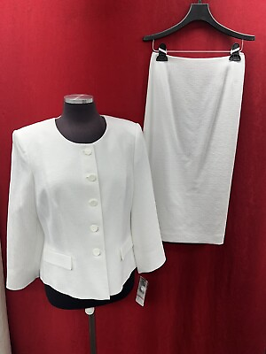 #ad LESUIT SKIRT SUIT WHITE SIZE 10 NEW WITH TAG RETAIL$240 LINED $119.99