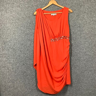 #ad Jovonna London Womens Orange Evening Dress Size 12 Ruched Side GBP 7.00