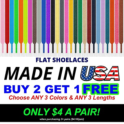 FLAT Sneaker Shoelaces – For Nike Jordans Converse amp; more – BUY 2 Get 1 FREE $6.15