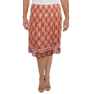Max Studio Womens Orange Smocked Printed Pull On Mini Skirt Plus 2X BHFO 8114 $9.59