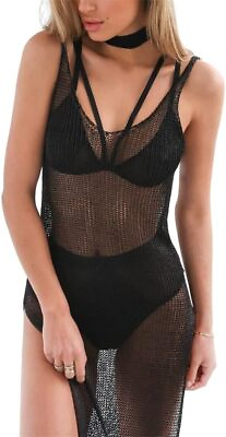 #ad AIWUFLY Women#x27;s Summer Mesh Swimwear Cover Ups Side Split Sheer Crochet Beach Bi $32.58