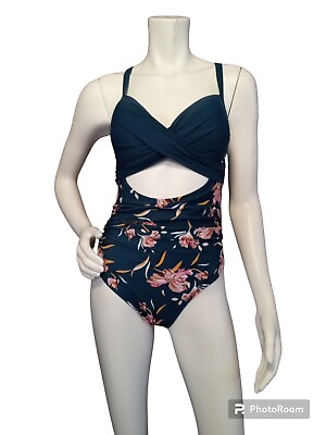 #ad SUUKSESS Women Wrap Cut Out One Piece Swimsuit High Waisted Monokini Size Small $16.22