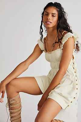 #ad #ad Free People Claudette Mini Dress L 10 Women#x27;s Casual Ruched Boho Short NEW 36517 $49.00