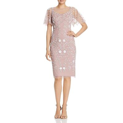 #ad Adrianna Papell Womens Pink Embellished Cocktail And Party Dress 2 BHFO 1701 $51.99