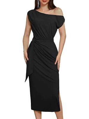 #ad 2024 Women#x27;s One Shoulder Cocktail Dresses for Evening Party XX Large Black $73.40