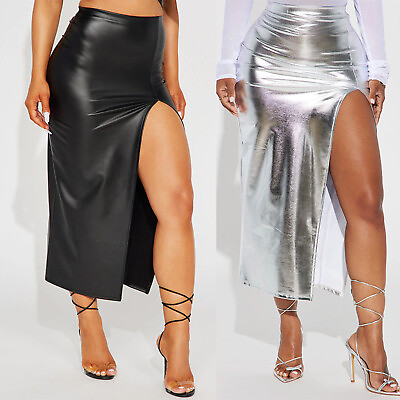 #ad Women Skirts Side Split Skirt Long Dress Rave Music Party Festival High Waist $9.59