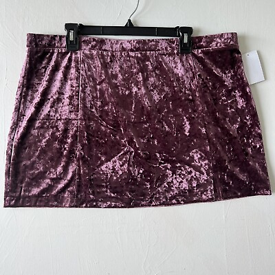 #ad Nordstrom Velvet Mini Skirt Plus Size 2X Plum Purple Crushed $20.00