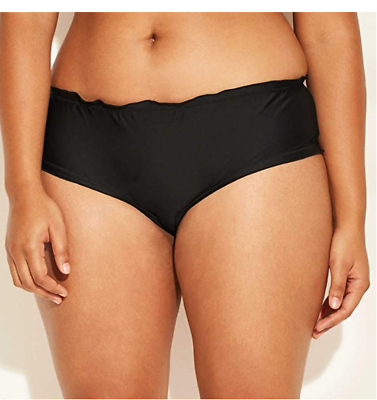 #ad Xhilaration Swim Ruffle Bikini Swimsuit Bottoms Black New $9.99