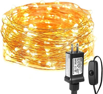 Fairy Lights with Switch 100 200 LED Plug in Copper String Light Christmas Party $13.99