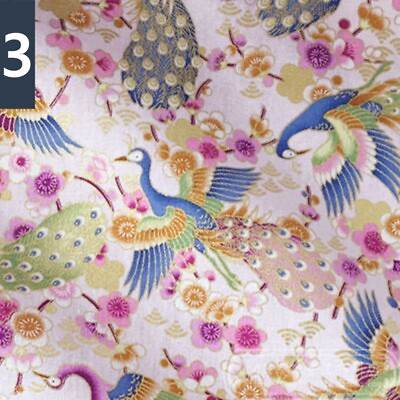 Japanese Peacock Printed Fabric Sew Crafts Cloths for DIY Kimono Cheongsam Bags $30.17