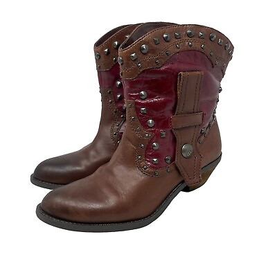 #ad Vince Camuto Womens Boots 9 US Madalissa Brown Leather Studded Western Cowgirl $23.99
