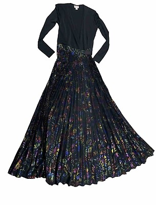 #ad Lularoe Dress XXS DeAnne Black Long Sleeve Wrap Tie Waist Maxi Floral NWT M2 $24.99