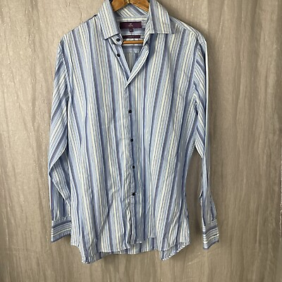 #ad Next 16 Inch Collar Blue Striped Long Sleeved Dress Shirt 2XL Regular Fit GBP 3.00