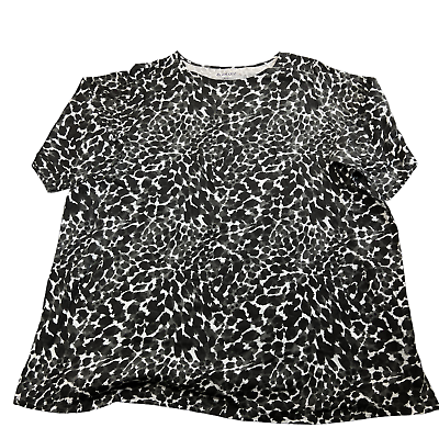 Roamans Womens Grey Cheetah Print Shirt Size 3X 30 32 Half Sleeve EUC $14.44