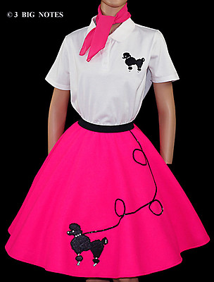 #ad #ad NEW 6 PC NEON PINK 50#x27;s POODLE SKIRT OUTFIT ADULT SiZe Plus XL 3X WAIST 40quot; 48quot; $73.00
