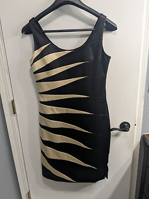 #ad Signature by Sangria Black and Taupe Sleeveless Size 14 Side Zip Cocktail Dress $30.00