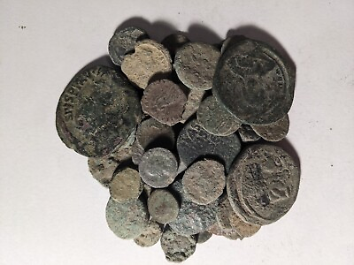 #ad 10 UNCLEANED ANCIENT ROMAN GREEK OR BYZANTINE COINS EASY AND CHEAP CLEAN $25.99