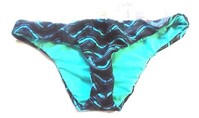 #ad #ad Raisins quot;Waterquot; Blue amp; Black Teal Reversible Bikini Swimsuit Bottoms S NWT $38 $33.24