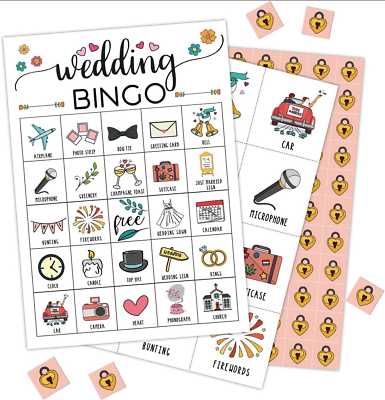 #ad Bridal Shower Games Wedding Bingo for Bachelorette Wedding Party for 24 Guests $7.00