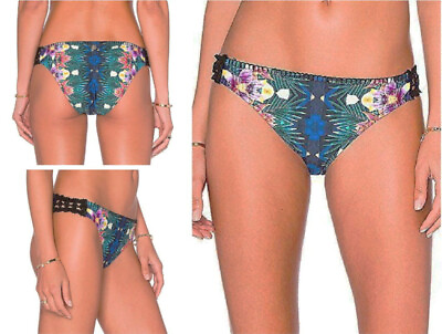 #ad Nanette Lepore Bikini Bottom Medium 8 10 Habanera Crochet Inserts $84 Swim NWT $41.65