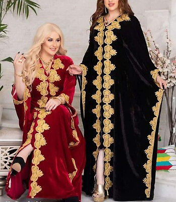 SALE Moroccan Dubai Kaftans Farasha Abaya Dress Very Fancy Long Velvet Dresses 6 $66.39