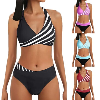 #ad #ad Bikini Swimsuits For Women Plus Size 2 Pieces High Stretch Sexy Swimming Surfing $16.19