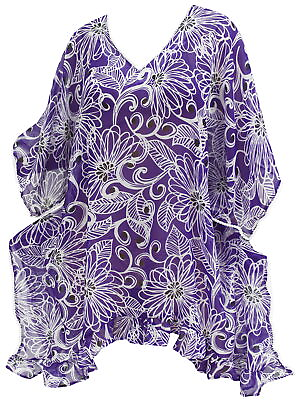 LA LEELA Women#x27;s Plus Size Casual Beach Cover Ups Swimwear US 8 14 Purple E867 $20.88