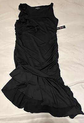 #ad Justify Black Cocktail Party Dress Asymmetrical Hem Women’s Jrs Size Medium NWT $12.99