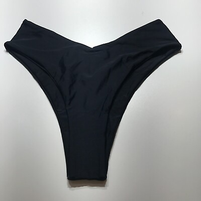 #ad NWT Black Bikini Bottom High Cut Lined Quick Dry Swimwear Womens Size Medium $12.99