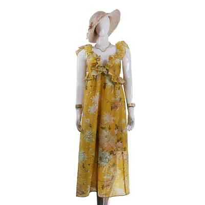 #ad Boho Chic Mustard Floral Dress with Ruffle Detail $45.00