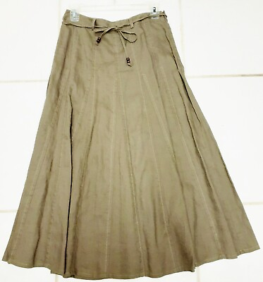 #ad #ad Vintage LIZ CLAIBORNE Linen Skirt Long Gored Zip Tie Waist GREEN Women#x27;s Size 4 $44.95