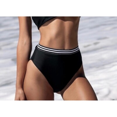 #ad Revolve x VDM Izzy Bikini Bottom Womens Small Black White Stripe Swim Sky High $34.98