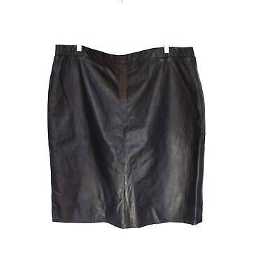 #ad I.B. Diffusion Black 100% Genuine Leather midi Skirt Size 24W $45.00