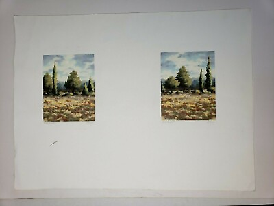 #ad Original Art by Raya Two 6.5quot; x 8.5quot; Amazing Landscape on Archival Paper $350.00