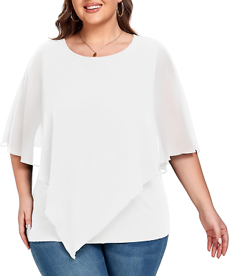 #ad #ad Plus Size for Womens Summer Tops Dressy Causal Chiffon Blouses $26.99