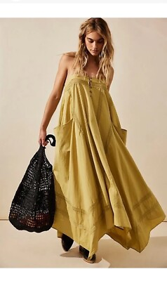 #ad Free People Siesta Maxi Dress Size XS Mustard Green Yellow Womens Boho New NWOT $89.99