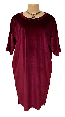 Womens Plus Dress Size 1x NEW Red Soft Velvet Holiday Party Tunic Gorgeous NWT $24.50