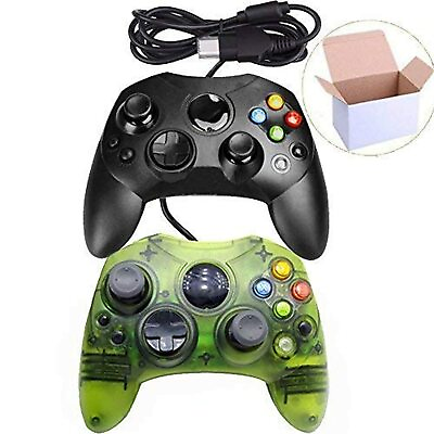 Lot Of 2 Wired Controller S Type Black And Clear Green For Xbox Original 5341 $19.82