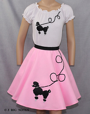 #ad 3 Piece Pink 50#x27;s Poodle Skirt outfit Girl Sizes 78910 W 20quot; 26quot; $40.95