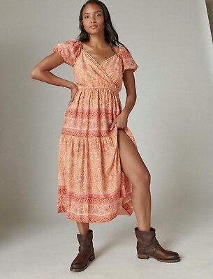 #ad NEW Lucky Brand Tiered Floral Maxi Dress Small $49.99