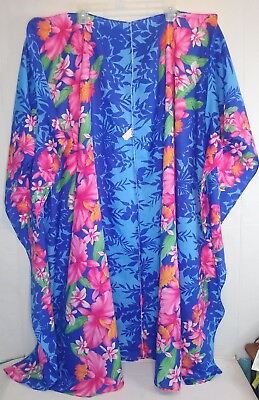 Tropical Flower Multi Color Blue Pink Summer Swim Wrap Cover Up One Size Fits $10.99