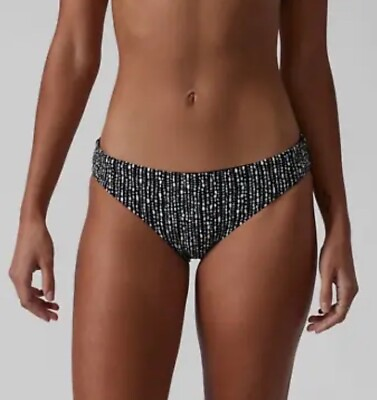 #ad Athleta Clean Medium Printed Bikini Bottom Size M Medium Rice Pearls Black NWT $27.19