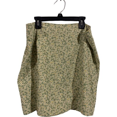 #ad Aeropostale Womens Stretch Floral Mini Skirt Lightweight Green Zipper Casual $8.00