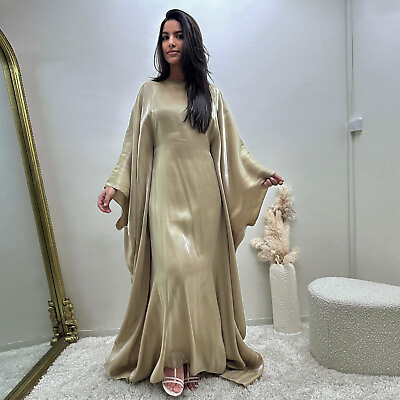 #ad Kaftan Abaya Dubai Women Long Maxi Dress Batwing Sleeve Kaftan Muslim Robe Arab $30.99
