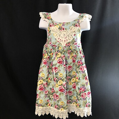 #ad Unbranded Girls Sundress Roses and Beautifully Detailed Lace and Appliqué @31 $18.99