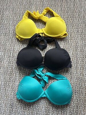 #ad #ad Small Mossimo Push Up Bikini Tops LOT 3 Teal Yellow and Black $6.99