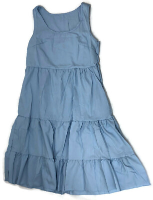 #ad Women#x27;s Lightweight Light Blue Solid Pattern Ruffles Summer Dress Medium $9.95